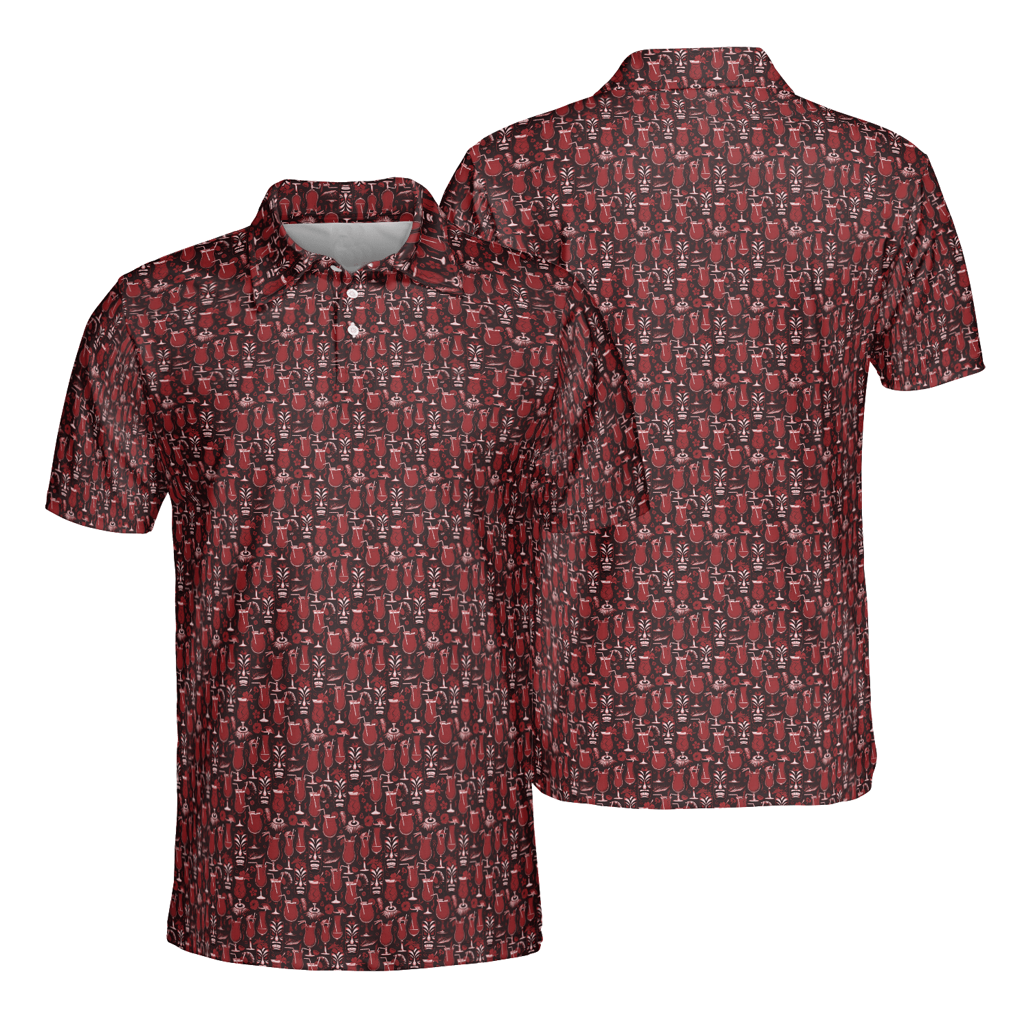 Tiki Cocktails Red Men’s Performance Polo Shirt - Image 3