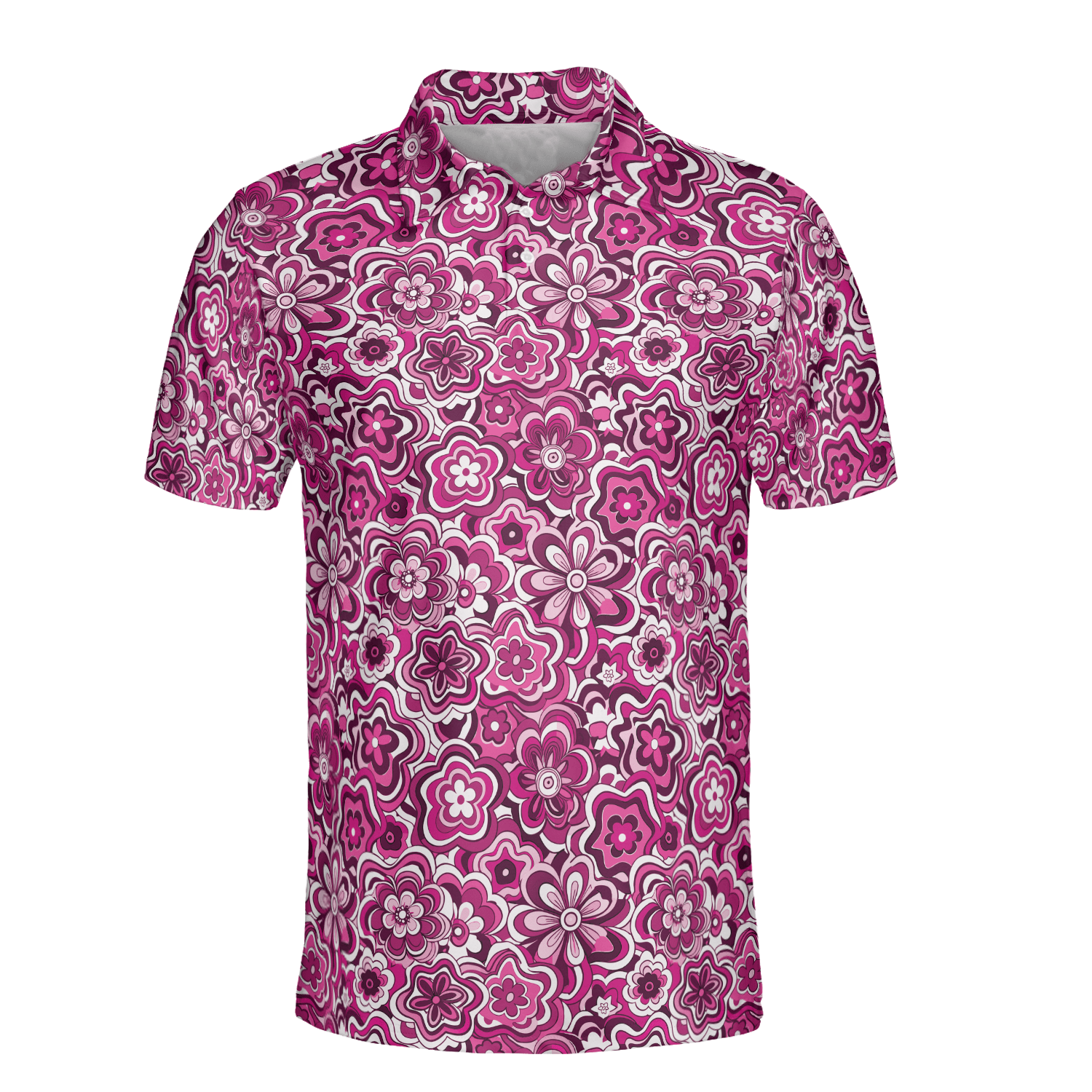 Crazy Daisies Pink Men’s Performance Polo Shirt