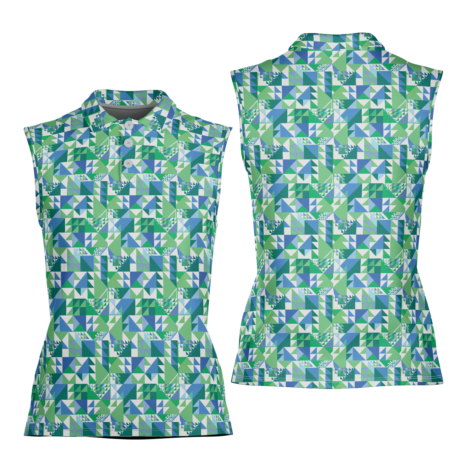 Green Triangle Infusion Women's Sleeveless Performance Polo - Image 3