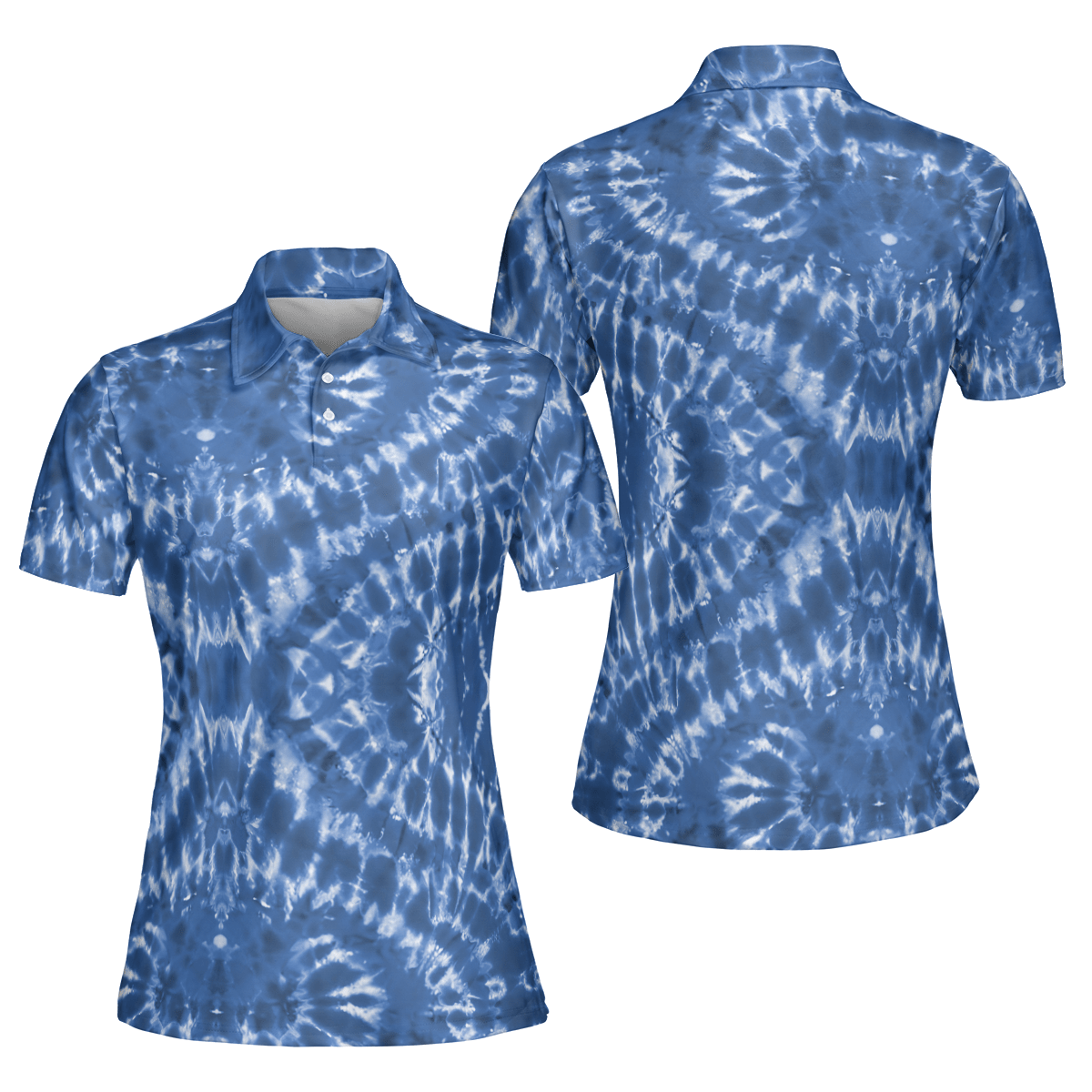 Blue Tie Dye Women's Performance Polo Shirt - Image 3