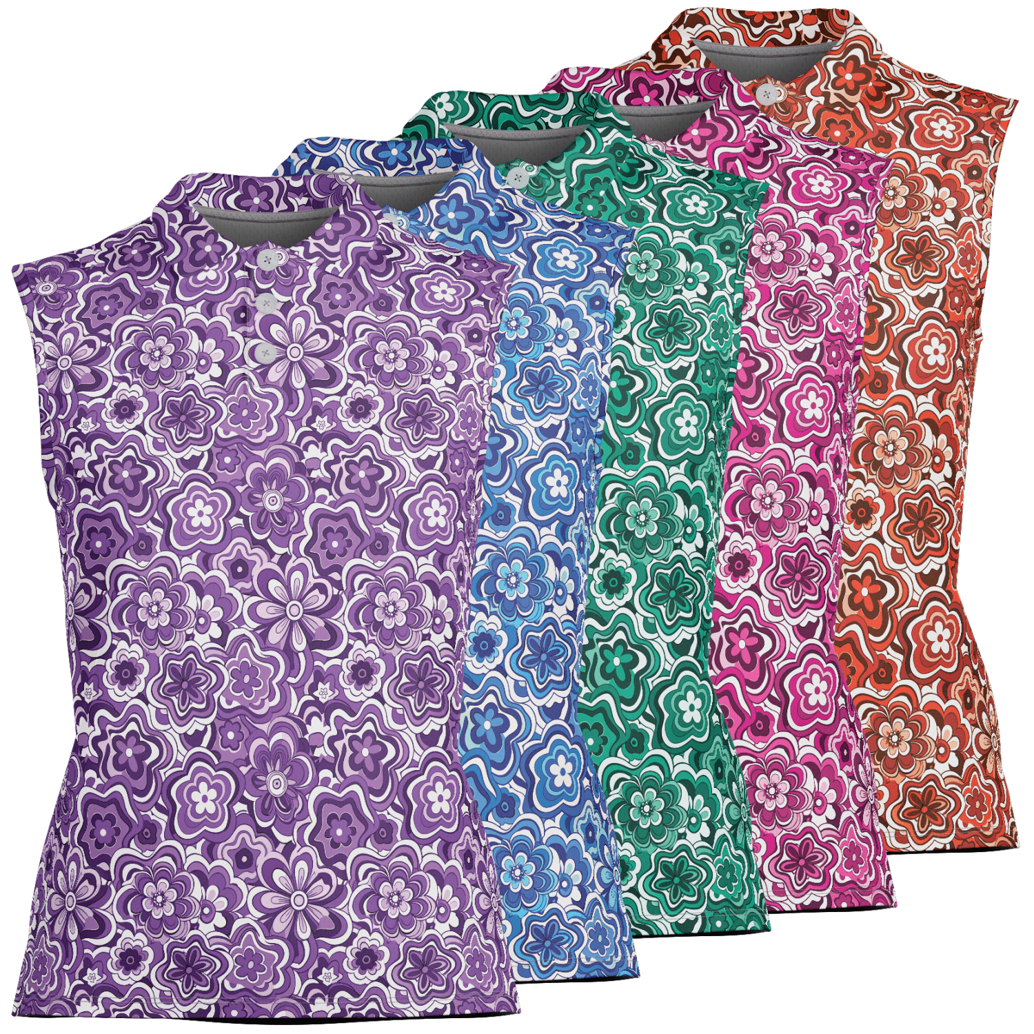 Crazy Daisies Women's Sleeveless Performance Polo Shirts