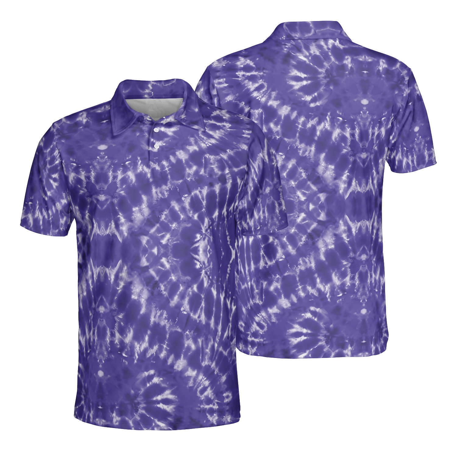 Purple Tie Dye Men's Performance Polo Shirt - Image 3