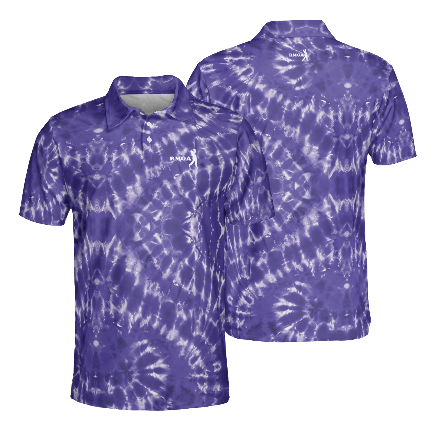 Purple Tie Dye RMGA Performance Polo Shirt - Image 3